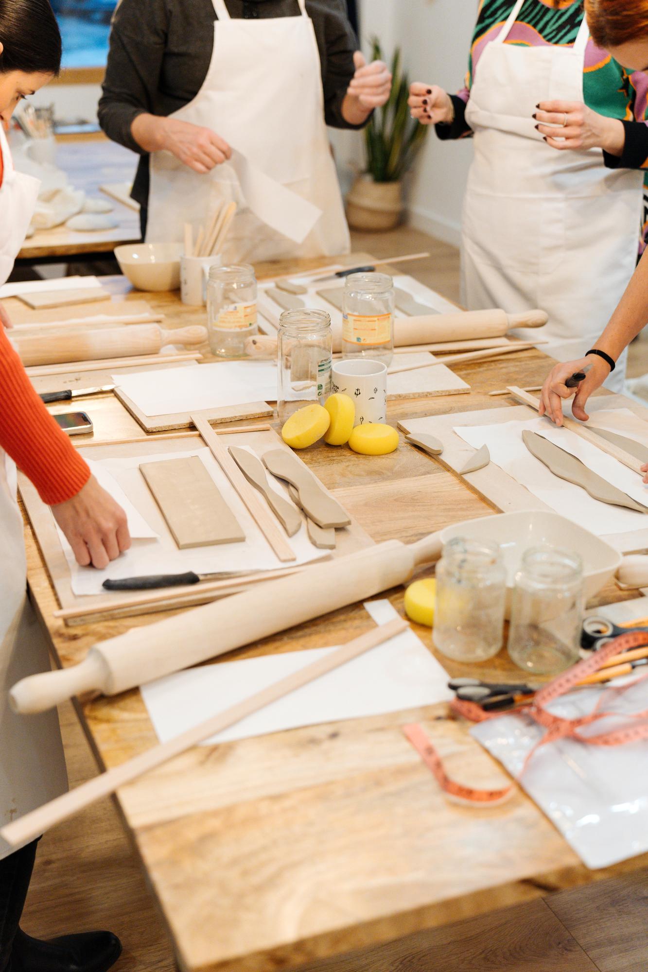 Small group learning in a kitchen workshop